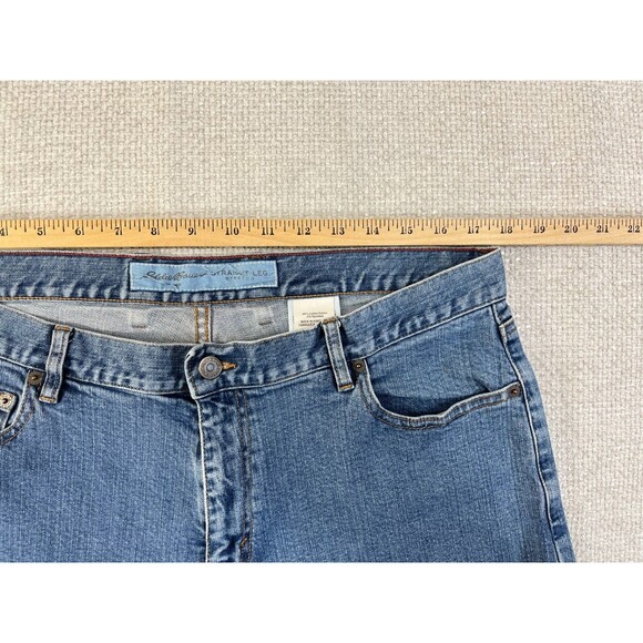 Eddie Bauer Jeans Straight Stretch Women's Size 18P Blue Denim Medium Wash - Picture 7 of 11